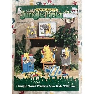 NEW JUNGLE FRIENDS MANIA Plastic Canvas 7 Tissue Pencil Box Project Patterns